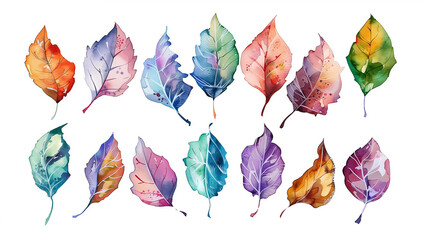 a set of autumn maple leaves - obrazy, fototapety, plakaty