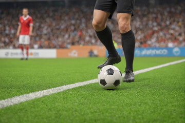 line judge with soccer ball