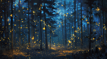 Ethereal dances of celestial fireflies, illuminating the night sky with the gentle glow of cosmic enchantment.