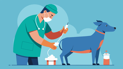 A veterinarian administers a controlled dose of ketamine to a sedated animal during a surgical procedure ensuring the proper amount for the animals.