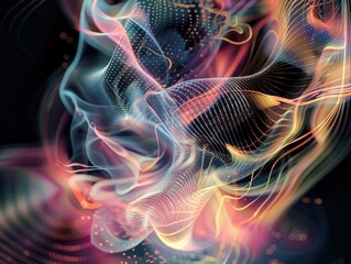 A colorful, swirling mass of light and color