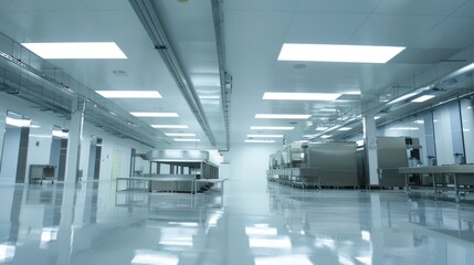 Naklejka premium A large industrial kitchen with stainless steel appliances