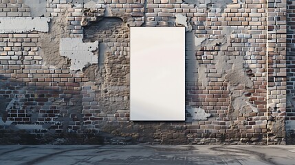 Picture of a blank white space for inserting images or text with a background of a red-gray brick wall