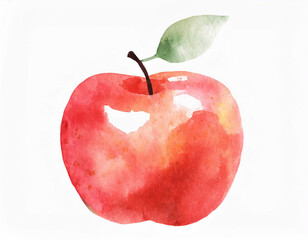 赤いりんごの水彩イラスト、APPLE