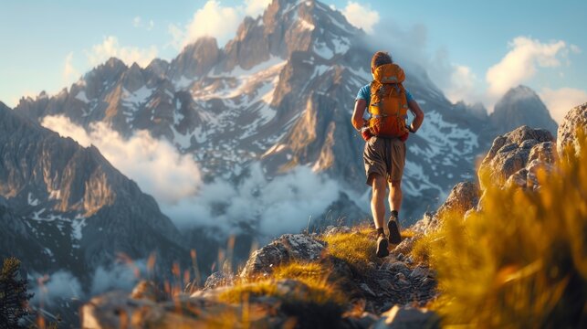 A determined trail runner conquering rugged terrain, fueled by adrenaline and the thrill of adventure.