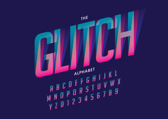 Vector of stylized modern font and alphabet