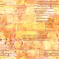 Weird crazy psychedelic grunge seamless texture. Digital art and watercolour, ink, oil brush strokes. Seamless motif for packaging, scrapbooking, textile, backgrounds, wallpapers. Modern art. 