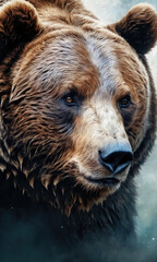 Fantasy Illustration of a wild animal bear. Digital art style wallpaper background.