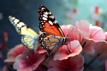 butterfly on flower nature plant ai generative 