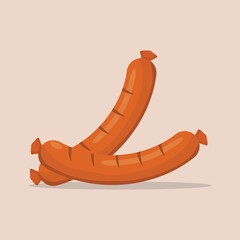 Grilled delicious sausages illustration for menu template