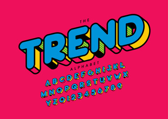 Vector of stylized modern font and alphabet