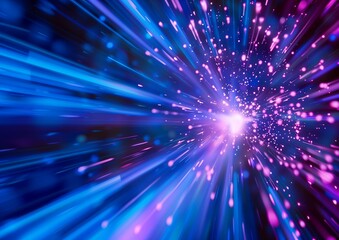 Fototapeta premium Abstract Blue and Pink Light Rays Bursting Through Space Background