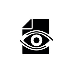 Document with eye icon vector illustration. File icon on isolated background. Report sign concept.