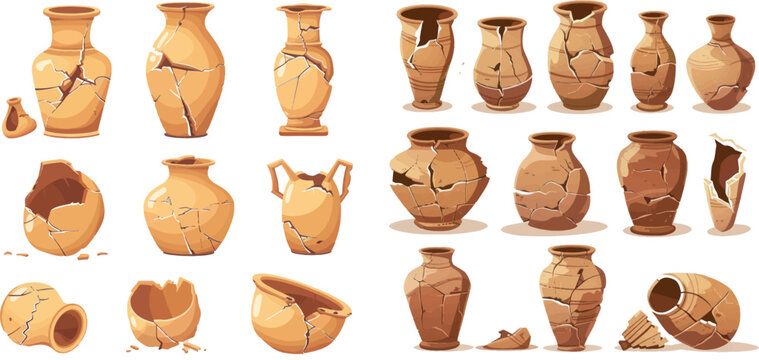 Ancient clay pots jar jug vessel, greece or roman artefacts
