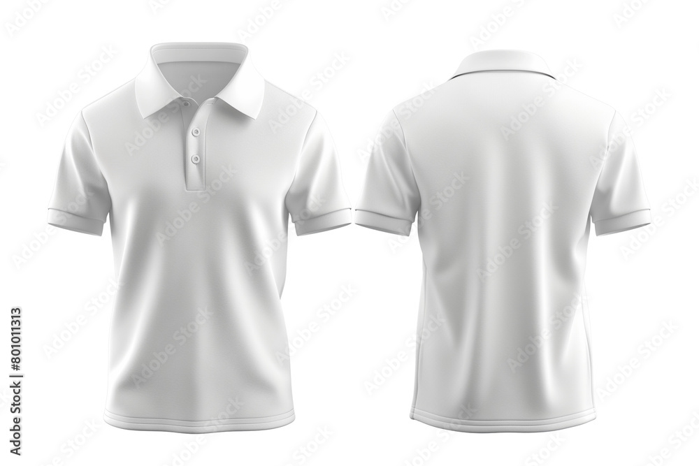 Canvas Prints Blank collared shirt mock up template, front and back view, isolated on white, plain t-shirt mockup. Polo tee design presentation for print.