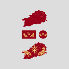 Armenia Artaxiad kingdom 189 BC national map and flag vectors set....