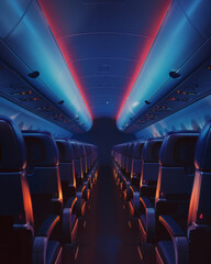 A back on a passenger plane at night, realistic background