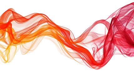 Energetic red and orange spectrum wave patterns with a futuristic touch, isolated on a solid white background."