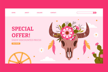 Cowgirl landing page in flat design