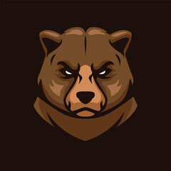 Grizzly bear head mascot logo esports