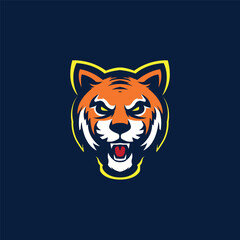 Tiger head open mouth mascot logo