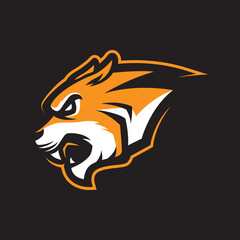 Side view of tiger head mascot sports logo