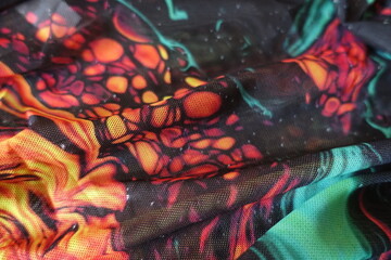 Rippled bright and colorful polyester mesh fabric