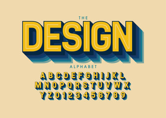 Vector of stylized modern font and alphabet