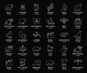 Animals logos collection. Animal logo set. Icon design
