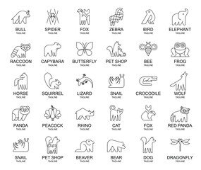 Animals logos collection. Animal logo set. Icon design 