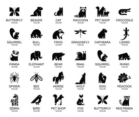 Animals logos collection. Animal logo set. Icon design
