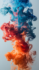 A colorful smoke with the word smoke  ,Vibrant Orange and Blue Paint Swirls on Dark Background ,Colorful smoke, mist billowing in the darkness