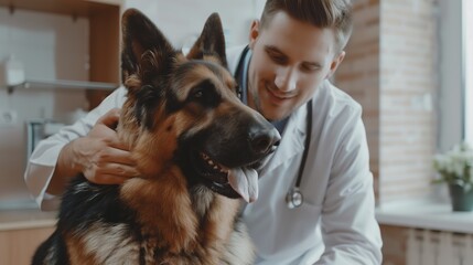 Man Holding a Dog in His Arms