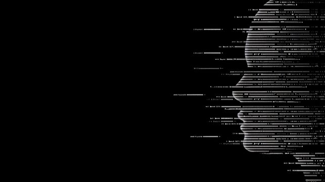 Profil twarzy w stylu ascii art