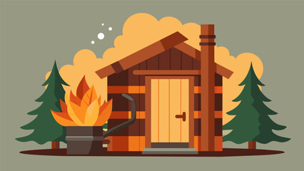The woodburning sauna is a rustic yet effective way for firefighters to detoxify from the hazardous fumes and contaminants encountered on the job.. - obrazy, fototapety, plakaty