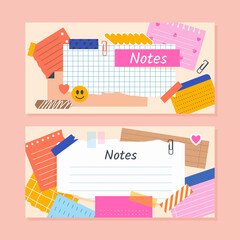 Paper notes hand drawn banner set