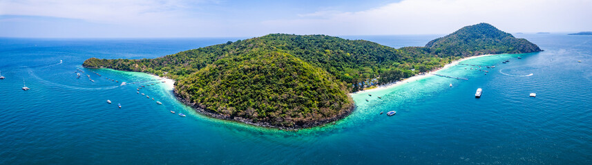 Aerial view of Coral island or Koh hey in Phuket, Thailand