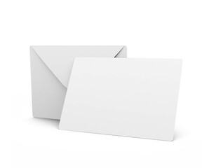 Postcard Invitation with Envelope Mockup 3D Rendering on Isolated Background