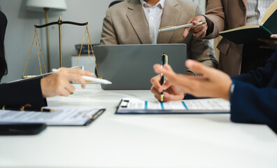 Businessman and Male lawyer or judge consult having team meeting with client, Law and Legal...