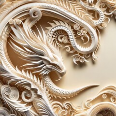 Intricate Three-Dimensional Paper Sculpture of a Dragon, Showcasing High-Level Origami Techniques and Creativity