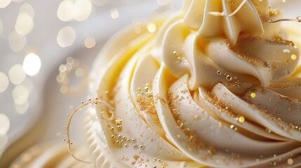 Close-up creamy swirls with sugar sprinkles - obrazy, fototapety, plakaty