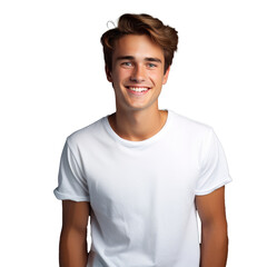 Close-up of handsome caucasian man smiling with white teeth isolated on white background cutout