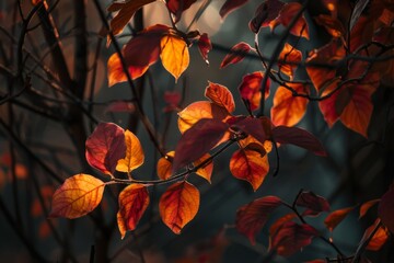 Translucent Autumn Leaves in Golden Light