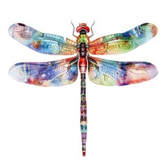 Watercolor Dragonfly Set. Beautifully Illustrated Insects and Ornaments in Watercolor Artwork