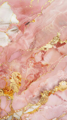 Breccia Aurora marble with warm pink and gold tones, reminiscent of sunrise