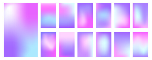 Fototapeta premium Set of smooth summer color vector background gradient illustration