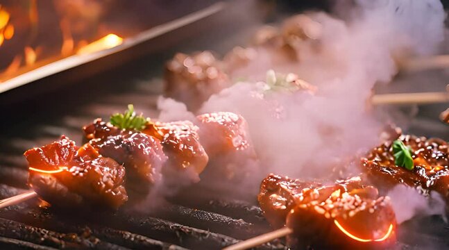 Smoky Pork Satay with Peanut Sauce