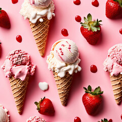 딸기 아이스크림 패턴