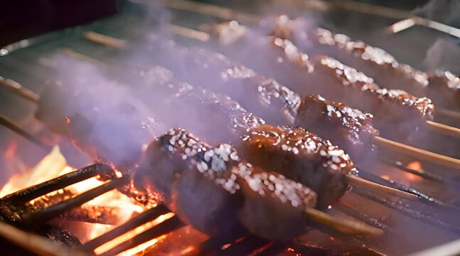 Seared Pork Satay with a Spicy Peanut Dipping Sauce