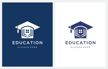 Book and Graduation Education House logo design icon template